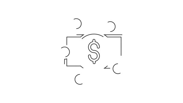 Schwarze Linie Stapelt Papiergeld Cash Symbol Isoliert Auf Weißem Hintergrund — Stockvideo