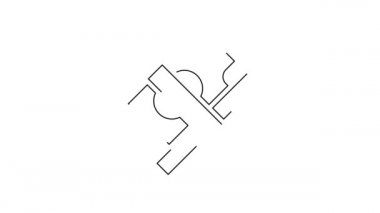 Siyah çizgi kağıt para yığını beyaz arka planda izole nakit ikonu. Para desteleri. Para birimi. 4K Video hareketli grafik canlandırması.