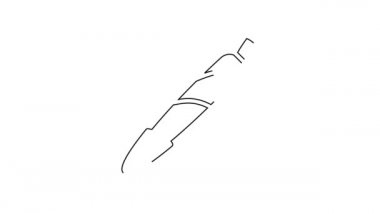 Siyah çizgi marihuana esrarı, beyaz arka planda izole edilmiş sigara ikonu. Uyuşturuculu sigara, esrar sarılmış sigara. 4K Video hareketli grafik canlandırması.