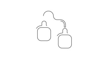 Beyaz arka planda siyah çizgi kelepçe ikonu izole edildi. 4K Video hareketli grafik canlandırması.