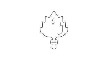 Siyah çizgi sauna süpürgesi simgesi beyaz arkaplanda izole edildi. Huş dallarından süpürge, Rus buhar banyosu, sauna, çamaşırhane dalları. 4K Video hareketli grafik canlandırması.