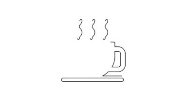 Beyaz arka planda izole edilmiş siyah çay ikonu. 4K Video hareketli grafik canlandırması.