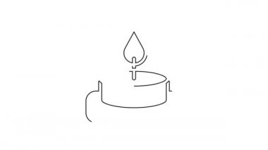 Siyah çizgi Aroma mum simgesi beyaz arkaplanda izole edildi. 4K Video hareketli grafik canlandırması.