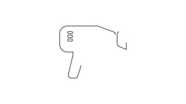 Siyah çizgi saç kurutma ikonu beyaz arkaplanda izole edildi. Saç kurutma makinesi tabelası. Saç kurutma sembolü. Sıcak hava üflüyor. 4K Video hareketli grafik canlandırması.