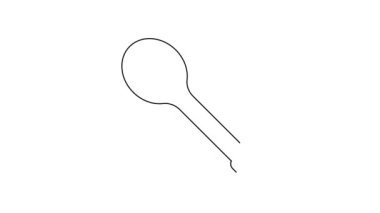 Siyah çizgi sauna kepçe simgesi beyaz arkaplanda izole edildi. 4K Video hareketli grafik canlandırması.