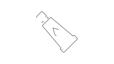 Beyaz arka planda siyah çizgi kremi ya da losyon kozmetik tüp ikonu izole edilmiş. Kadınlar için vücut bakım ürünleri. 4K Video hareketli grafik canlandırması.