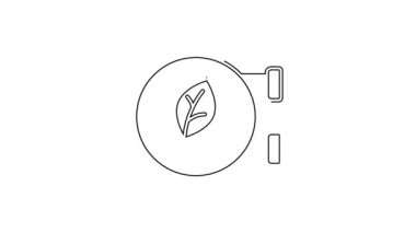 Siyah çizgi Eko dükkanı simgesi beyaz arkaplanda izole edildi. Organik mağaza ya da eco ürünleri tabelası. 4K Video hareketli grafik canlandırması.