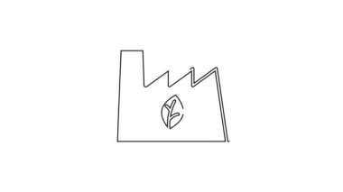 Siyah çizgi Bitki geri dönüşüm çöp simgesi beyaz arka planda izole. 4K Video hareketli grafik canlandırması.