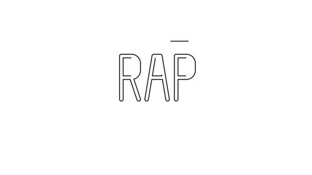 Black Line Rap Music Icon Isolated White Background Video Motion — Stock Video