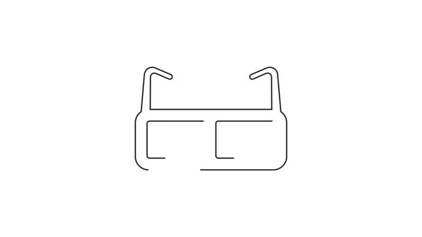 Black Line Glasses Icon Isolated White Background Eyeglass Frame Symbol — Stock Video