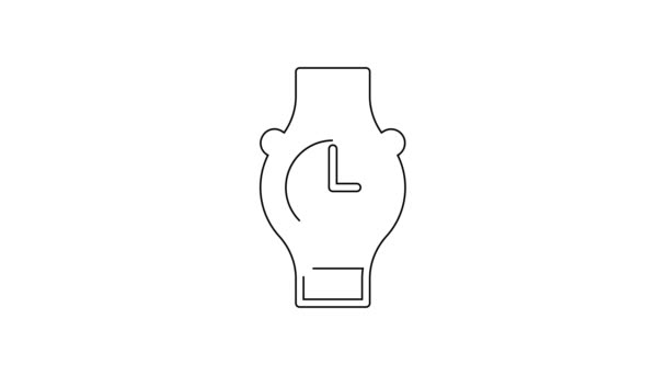 Black Line Wrist Watch Icon Isolated White Background Wristwatch Icon — Stock Video
