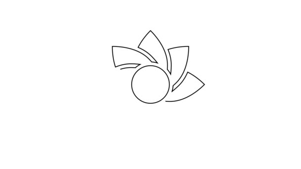 Black Line Flower Icon Isolated White Background Sweet Natural Food — Vídeo de Stock