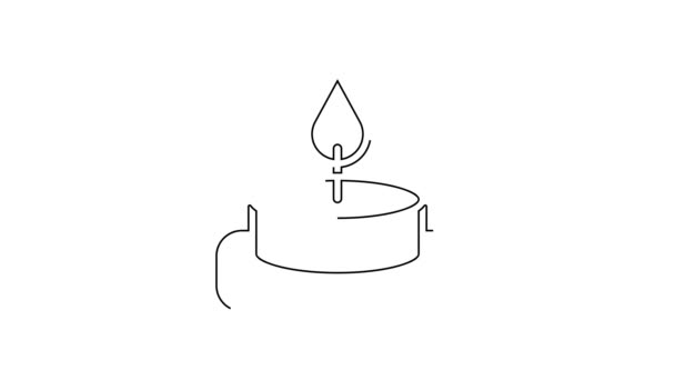 黑色线条的芳香蜡烛图标孤立在白色背景上 4K视频运动图形动画 — 图库视频影像