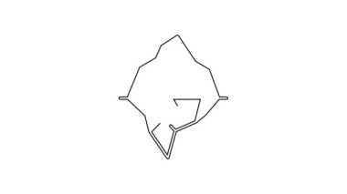 Siyah çizgi buzdağı simgesi beyaz arkaplanda izole edildi. 4K Video hareketli grafik canlandırması.