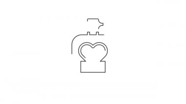 Beyaz arkaplanda siyah çizgi parfüm ikonu izole edildi. 8 Mart. Uluslararası Mutlu Kadınlar Günü. Sevgililer günün kutlu olsun. 4K Video hareketli grafik canlandırması.