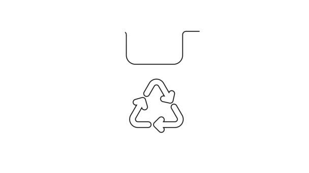 Schwarze Einkaufstasche Aus Papier Mit Recycling Symbol Auf Weißem Hintergrund — Stockvideo
