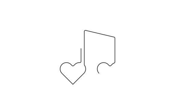 Black Line Music Note Tone Hearts Icon Isolated White Background — Stockvideo