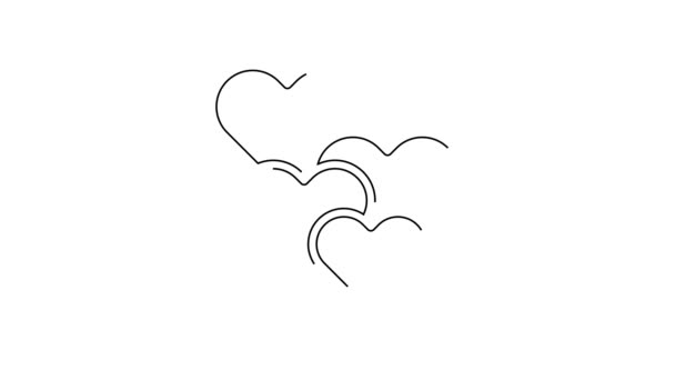 Black Line Heart Icon Isolated White Background Romantic Symbol Linked — Stock videók