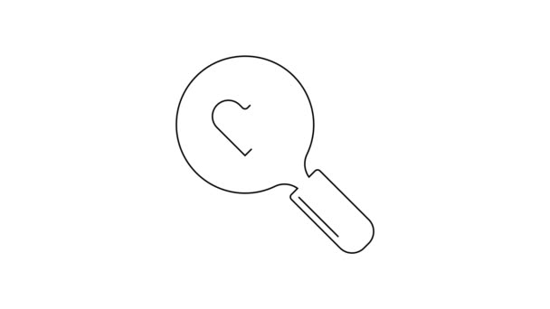 Black Line Search Heart Love Icon Isolated White Background Magnifying — Stock videók