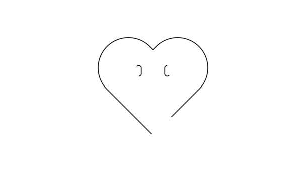 Μαύρη Γραμμή Καρδιά Εικονίδιο Απομονώνονται Λευκό Φόντο Ρομαντικό Σύμβολο Συνδεδεμένο — Αρχείο Βίντεο