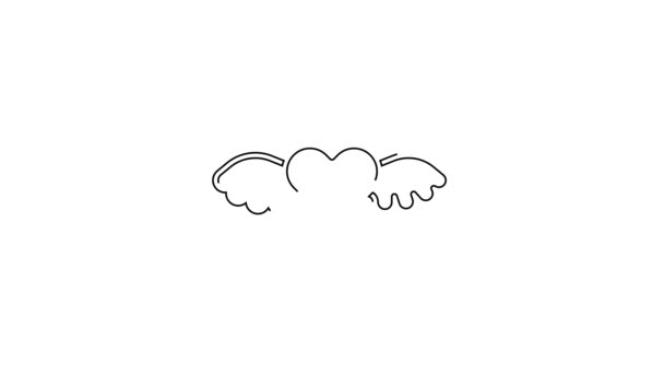 Black Line Heart Wings Icon Isolated White Background Love Symbol — Vídeos de Stock