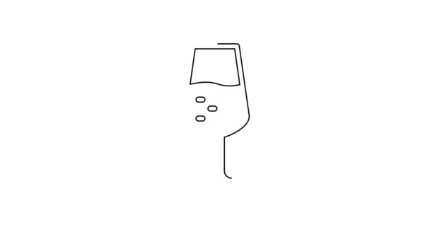 Black Line Glass Champagne Icon Isolated White Background Happy Valentines — Vídeo de stock