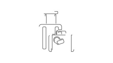 Seyahat simgesi için siyah bavul beyaz arkaplanda izole edildi. Seyahat bagaj tabelası. Seyahat bagaj ikonu. 4K Video hareketli grafik canlandırması.