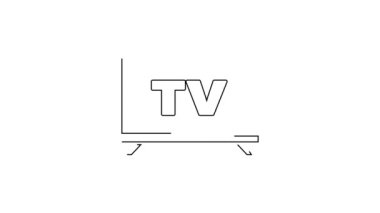 Siyah çizgi Akıllı TV simgesi beyaz arkaplanda izole edildi. Televizyon tabelası. 4K Video hareketli grafik canlandırması.