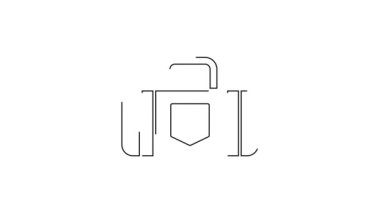 Seyahat simgesi için siyah bavul beyaz arkaplanda izole edildi. Seyahat bagaj tabelası. Seyahat bagaj ikonu. 4K Video hareketli grafik canlandırması.