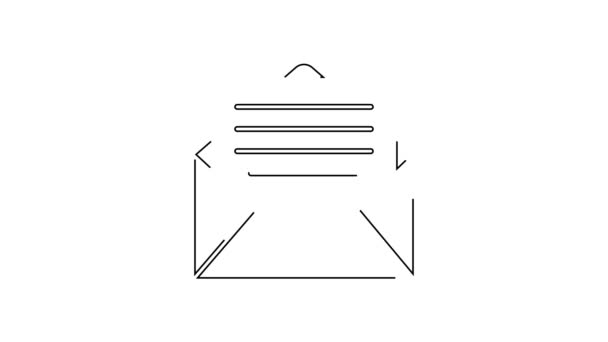 黑线信封图标孤立在白色背景上 电子邮件信件符号 4K视频运动图形动画 — 图库视频影像