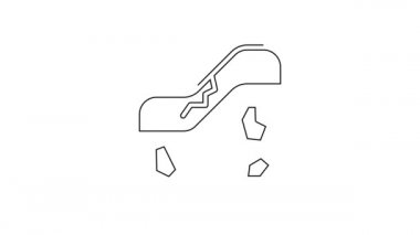 Siyah çizgi Jeolojik fay simgesi beyaz arkaplanda izole edildi. Yapısal jeoloji. 4K Video hareketli grafik canlandırması.