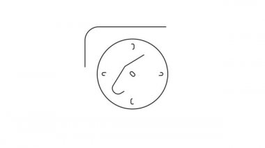 Siyah çizgi pusula simgesi beyaz arkaplanda izole edildi. Rüzgâr yön bulma sembolü. Rüzgar gül işareti. 4K Video hareketli grafik canlandırması.