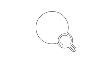 Beyaz arka planda izole edilmiş siyah çizgi büyüteç. Dünyayı analiz ediyorum. Küresel arama işareti. 4K Video hareketli grafik canlandırması.