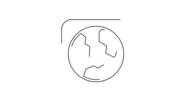 Siyah çizgi Dünya ikonu beyaz arka planda izole edilmiş. Dünya ya da Dünya işareti. Küresel internet sembolü. Geometrik şekiller. 4K Video hareketli grafik canlandırması.