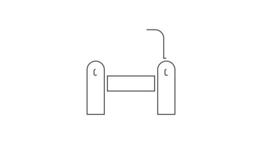 Siyah renkli Armchair simgesi beyaz arkaplanda izole edildi. 4K Video hareketli grafik canlandırması.