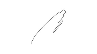 Beyaz arkaplanda siyah çizgi kalem simgesi izole edildi. 4K Video hareketli grafik canlandırması.