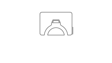 Siyah çizgi elmas nişan yüzüğü beyaz arka planda izole edilmiş bir kutuda. 4K Video hareketli grafik canlandırması.