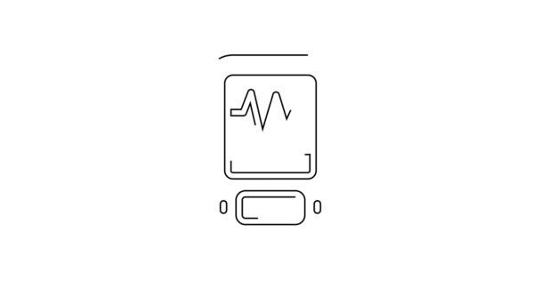 Zwarte Lijn Seismograaf Pictogram Geïsoleerd Witte Achtergrond Aardbeving Analoog Seismograaf — Stockvideo