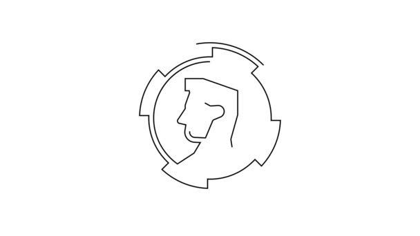 黑线古代硬币图标孤立在白色背景上 4K视频运动图形动画 — 图库视频影像
