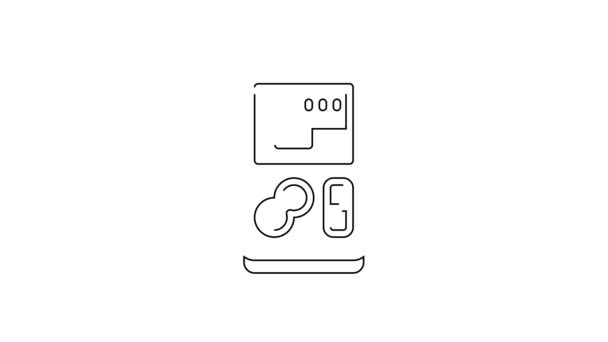 Black Line Portable Video Game Console Icon Isolated White Background — 图库视频影像