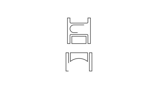 Black Line Chair Icon Isolated White Background Video Motion Graphic — Stock Video