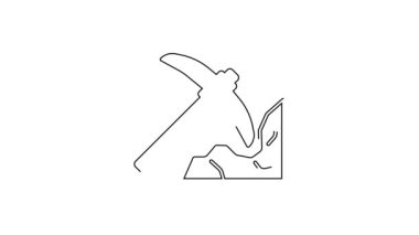 Siyah çizgi altın madenciliği ikonu beyaz arka planda izole edildi. 4K Video hareketli grafik canlandırması.