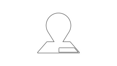 Siyah çizgi haritası beyaz arkaplanda izole edilmiş konum simgesi simgesi ile birlikte. 4K Video hareketli grafik canlandırması.