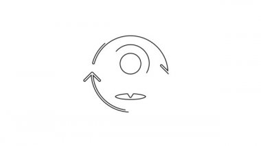 Siyah çizgi harita pin simgesi beyaz arkaplanda izole edildi. Navigasyon, işaret, konum, harita, GPS, yön, arama konsepti. 4K Video hareketli grafik canlandırması.