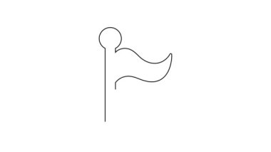 Beyaz arkaplanda siyah çizgi simgesi izole edildi. Yer belirleyici sembol. 4K Video hareketli grafik canlandırması.