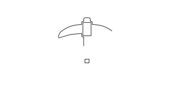 Černá Čára Ikona Pickaxe Izolované Bílém Pozadí Grafická Animace Pohybu — Stock video