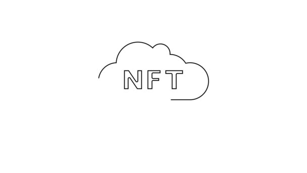 Black Line Nft Cloud Icon Isolated White Background Non Fungible — Wideo stockowe