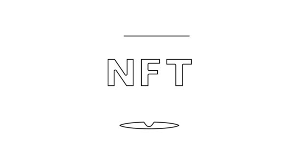 黑线Nft数字加密艺术图标孤立在白色背景 不可替换的象征 4K视频运动图形动画 — 图库视频影像
