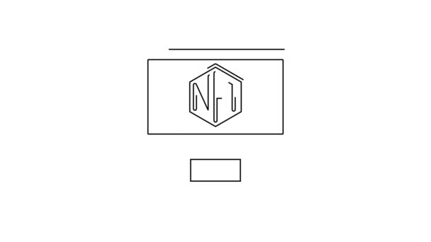 黑线监视器 带有白色背景隔离的艺术商店应用程序图标 为加密货币销售Nft代币的技术 不可替换的符号概念 4K视频运动图形动画 — 图库视频影像