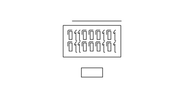 Black Line Binary Code Icon Isolated White Background Video Motion — Stock Video